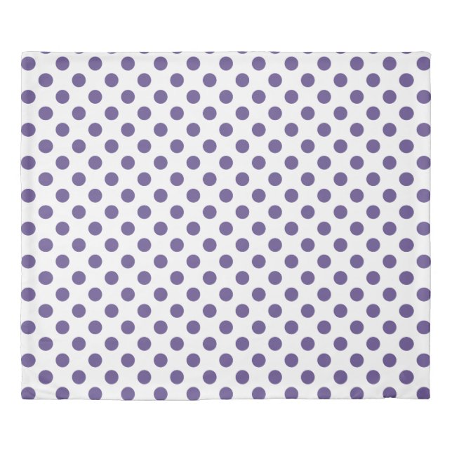 Ultra violet polka dots on white duvet cover (Front)