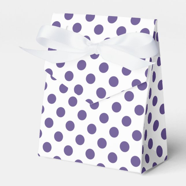 Ultra violet polka dots on white favor box (Front Side)