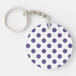 Ultra violet polka dots on white keychain