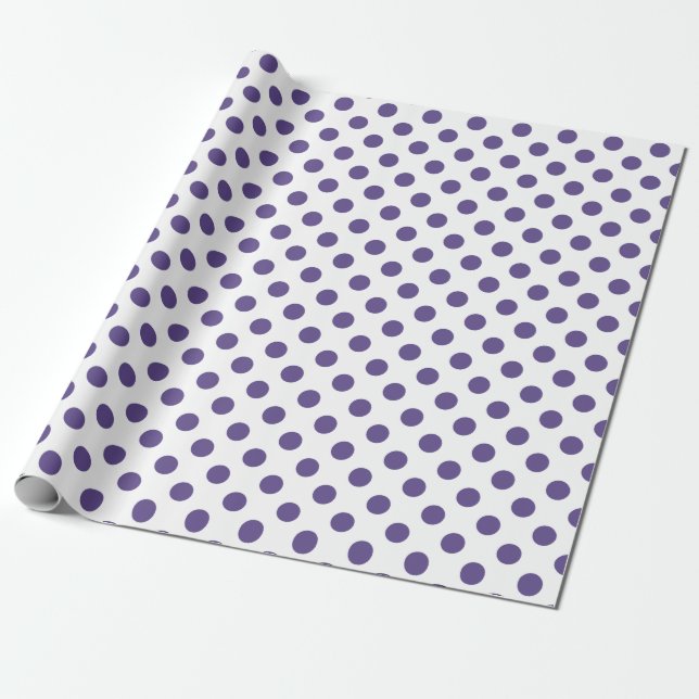Ultra violet polka dots on white wrapping paper (Unrolled)