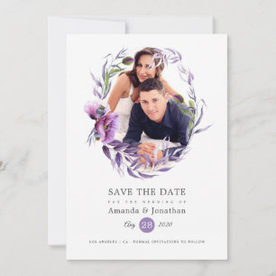 Ultra Violet Poppy Floral Photo Wedding Save The Date