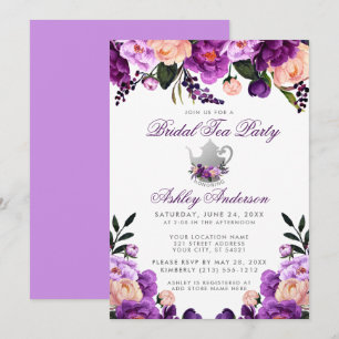 Ultra Violet Purple Bridal Shower Tea Party Invite