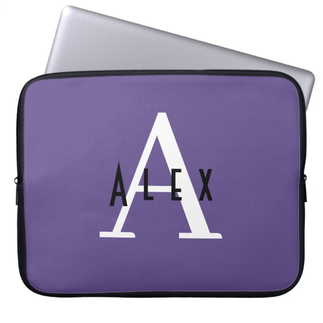 Ultra Violet Purple Custom Monogram Laptop Sleeve (Front)