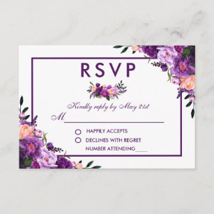 Ultra Violet Purple Floral RSVP Wedding