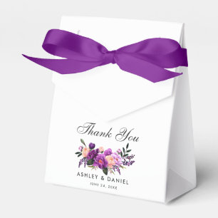 Ultra Violet Purple Floral Thank You Wedding PB Favor Box