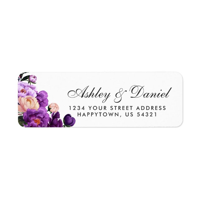 Ultra Violet Purple Floral Watercolor Wedding (Front)
