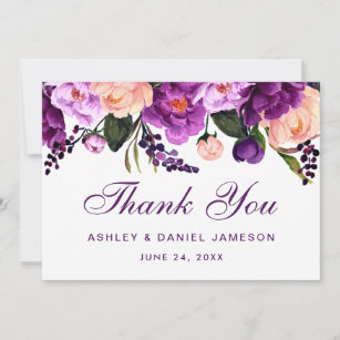 Ultra Violet Purple Floral Wedding Thank You P