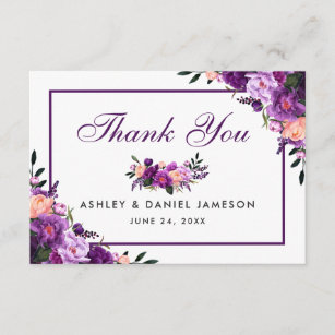 Ultra Violet Purple Floral Wedding Thank You PSF
