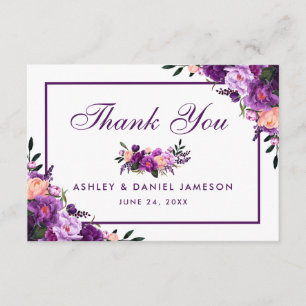Ultra Violet Purple Floral Wedding Thank You SP Card