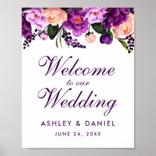 Ultra Violet Purple Floral Wedding Welcome PS Poster