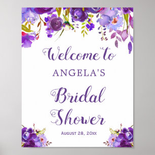 Ultra Violet Purple Floral Welcome Wedding Sign