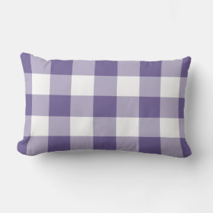 Ultra Violet Purple Gingham Pattern Chequered Lumbar Pillow