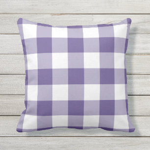 Ultra Violet Purple Gingham Pattern Chequered Outdoor Pillow