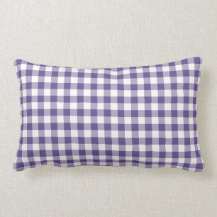 Ultra Violet Purple Gingham Pattern Lumbar Pillow