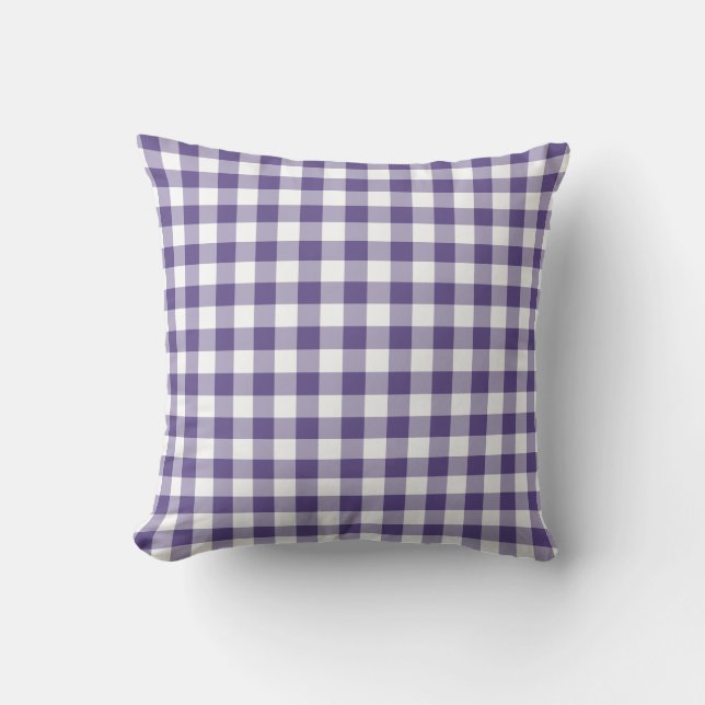 Ultra Violet Purple Gingham Pattern Throw Pillow (Front)