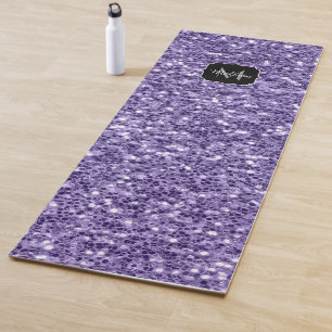 Ultra violet purple glitter sparkles Monogram Yoga Mat