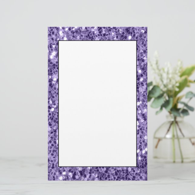 Ultra violet purple glitter sparkles stationery (Standing Front)