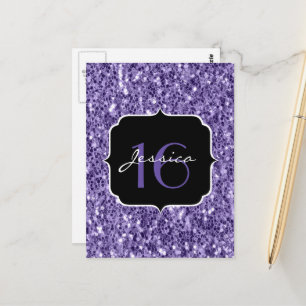 Ultra violet purple glitter sparkles Sweet 16 Postcard