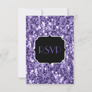 Ultra violet purple glitter sparkles Sweet 16 RSVP