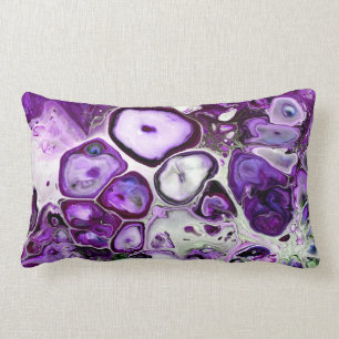 Ultra Violet Purple Marble Rock Abstract Fluid Art Lumbar Pillow