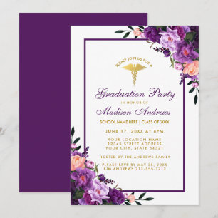 Ultra Violet Purple Medical Grad Party Invite