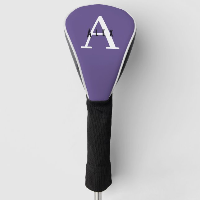 Ultra Violet Purple Modern Custom Monogram Golf Head Cover (Front)