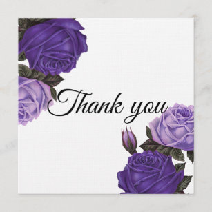 Ultra Violet Purple roses Wedding Thank you card