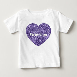 Ultra violet purple sparkles Heart Personalize Baby T-Shirt
