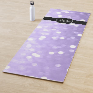 Ultra violet purple sparkly bokeh Monogram Yoga Mat