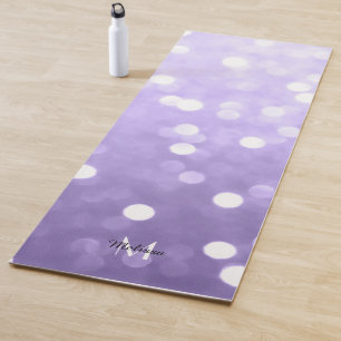 Ultra violet purple sparkly bokeh Monogram Yoga Mat