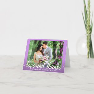 Ultra Violet Purple Wedding Love and Thanks Note Thank You Card