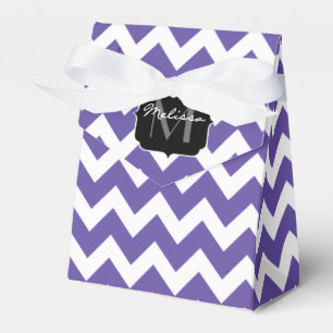 Ultra violet purple white Chevron pattern Monogram Favor Box