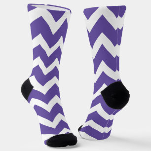 Ultra violet purple White Chevron pattern Socks