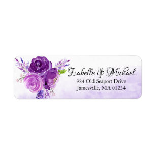 Ultra Violet Rose Floral Return Address Labels