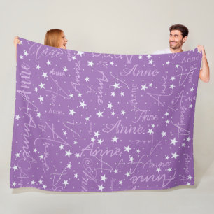 Ultra Violet Sky Stars (with her name) Fleece Blanket