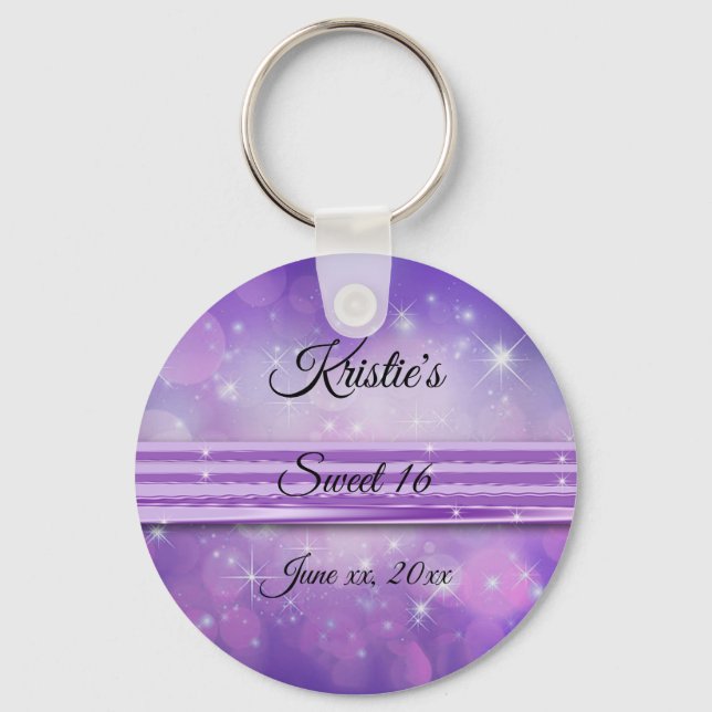 Ultra Violet, Sweet Sixteen, Custom, Party Favour Keychain (Front)