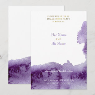 Ultra Violet Vintage Elegant Watercolor Wedding Invitation