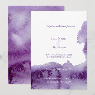 Ultra Violet Vintage Elegant Watercolor Wedding Invitation