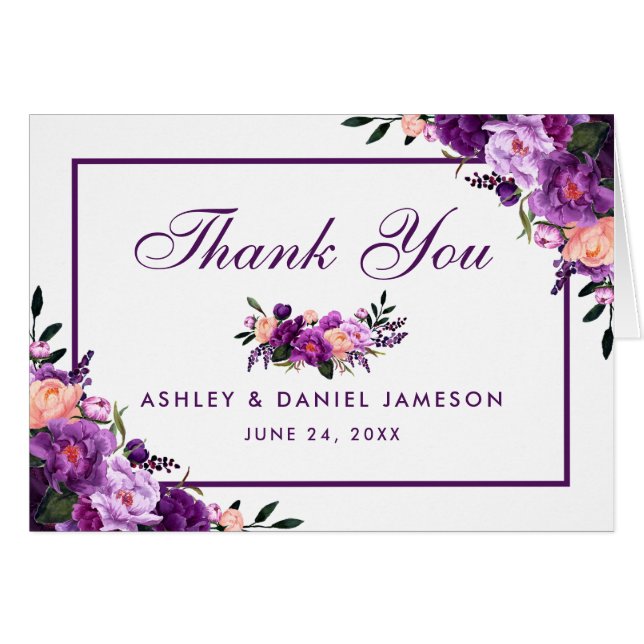 Ultra violet violet Mariage Floral Merci note PFP (Devant horizontal)