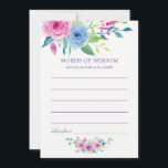 Ultra Violet Watercolor Floral Bridal Mom Advice<br><div class="desc">Hand painted watercolor roses bridal shower words of wisdom cards featuring colour of the year 2018 ultra violet with shades of blue and pink.</div>