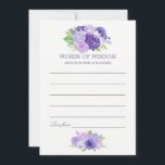 Ultra Violet Watercolor Floral Bridal Mom Advice<br><div class="desc">Watercolor floral bridal shower words of wisdom cards featuring colour of the year 2018 ultra violet with compatible shades of purple. Flowers include hydrangea,  lavender,  peonies and roses.</div>