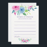 Ultra Violet Watercolor Floral Bridal Mom Advice Card<br><div class="desc">Hand painted watercolor roses bridal shower words of wisdom cards featuring colour of the year 2018 ultra violet with shades of blue and pink.</div>