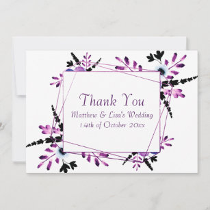 Ultra Violet Watercolor Floral Thank You Card
