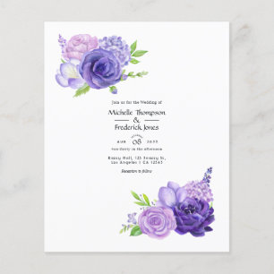 Ultra Violet Watercolor Floral Wedding Invitation Flyer