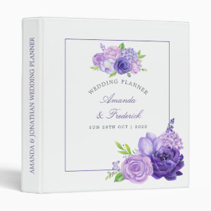 Ultra Violet Watercolor Floral Wedding Planner Binder