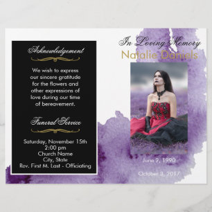 Ultra Violet Watercolor Funeral Program