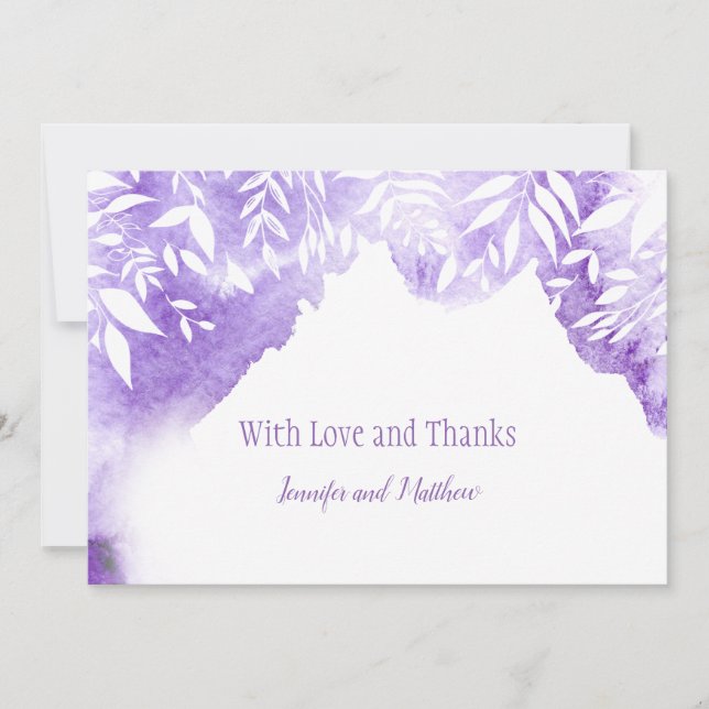 Ultra Violet Watercolor Splash Thank You Cards (Front)