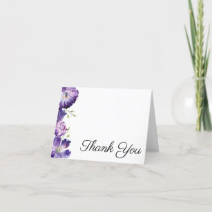 Ultra Violet Watercolor Tulips Wedding Thank You Card