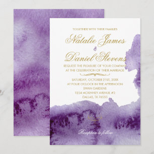 Ultra Violet Watercolor Wedding Invitation