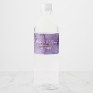 Ultra Violet Watercolor Wedding Water Bottle Label